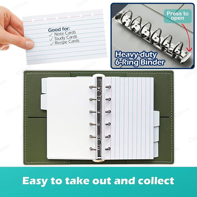 3x5 Lined Index Cards with Ring Binder Holder and Dividers, 100 Note Cards - Image 4