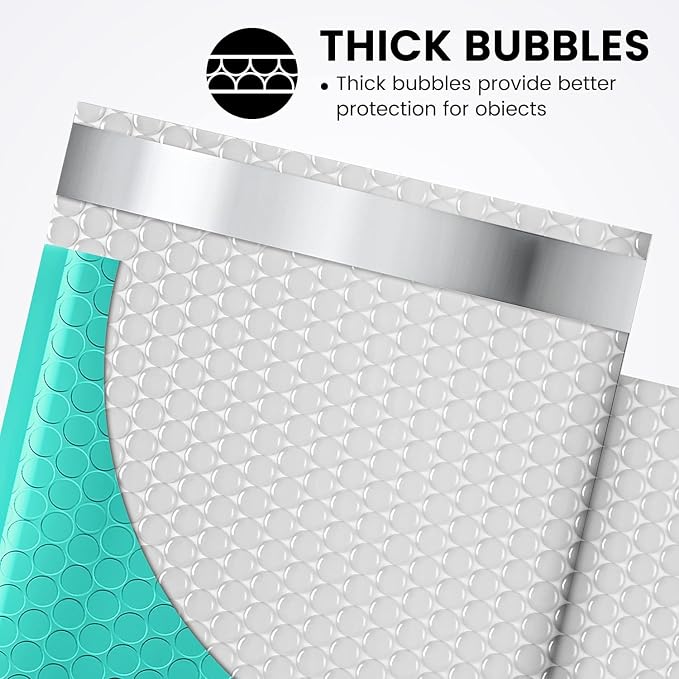 Fuxury Bubble Mailers 6x10" Teal Padded Envelopes 9600 Pack Bulk Strong - Image 3