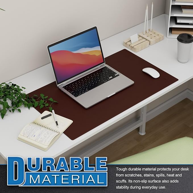 K KNODEL Small Office Leather Desk Mat, Mouse and Keyboard Pad, Computer and - Image 8