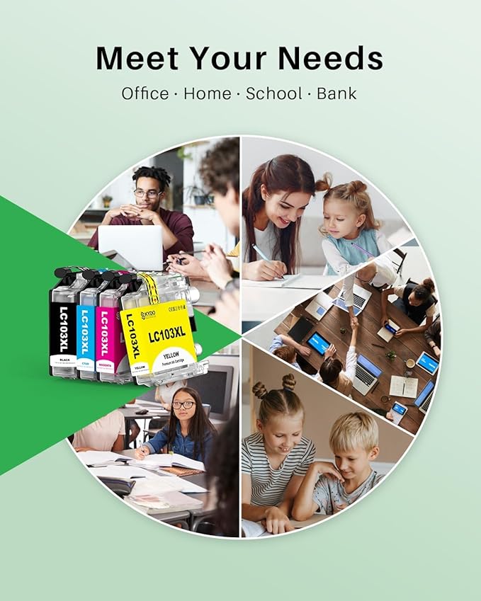 LC103XL Color Ink Cartridge Replacement for Brother LC103 XL Cartridges Use for MFC-J870DW MFC-J6520DW MFC-J475DW MFC-J6920DW MFC-J470DW(4 Pack)-DeskLoop Office