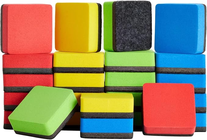 Juvale 24-Pack Square Magnetic Mini Dry Erase Erasers by Juvale