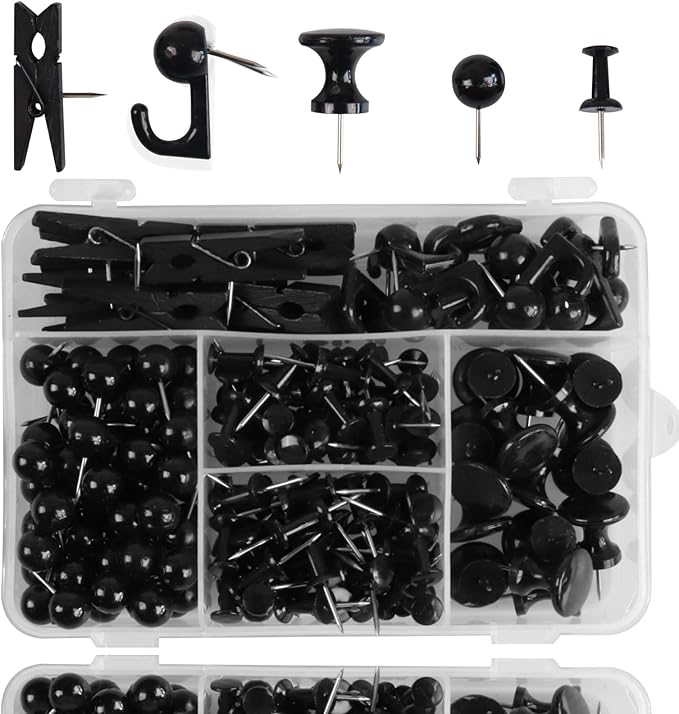 Push Pins Set, 5 Types Pushpins Thumbtacks by Vitalili