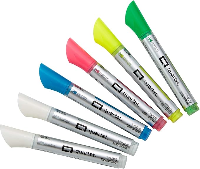 Quartet Dry Erase Markers, Glass Whiteboard Markers, Bullet Tip, 6 Pack by Quartet