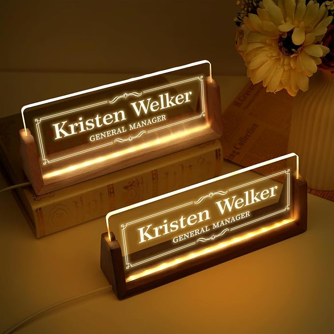 Custom Light Up Name Plate for Desk, Desk Name Plate Personalized - Image 2
