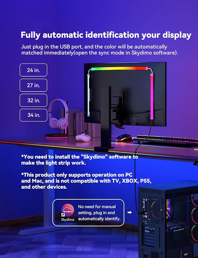 Monitor LED Backlights for PC/Mac, LED Strip Lights that Sync - Image 7