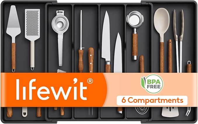 Lifewit Utensil Organizer for Kitchen Drawers, Expandable Cooking Utensil Tray by Lifewit