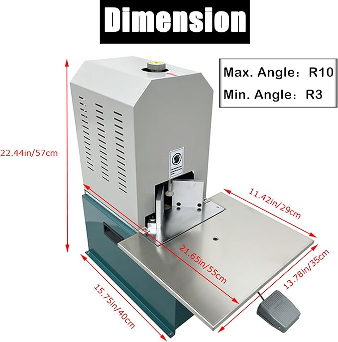 Electric Corner Rounder Desktop Paper Corner Rounding Cutter with Paper Drawer Foot Pedal Switch Semi-Automatic Book Fillet Cutter Machine Cutting Angle R3-R10 7PCS Cutting Dies 110V-DeskLoop Office