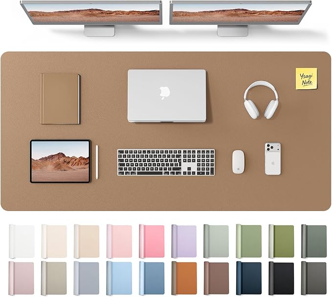 YSAGi Leather Desk Pad Protector, Office Desk Mat, Large Mouse Pad, Non-Slip PU by YSAGi