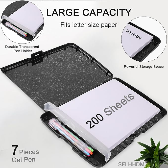 Glitter Clipboard with Storage, Storage Clipboard with Pen Holder, A4 Binder - Image 3