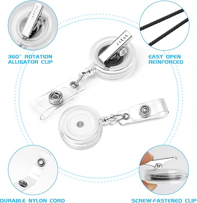 50 Pack Badge Reels Retractable - Image 2