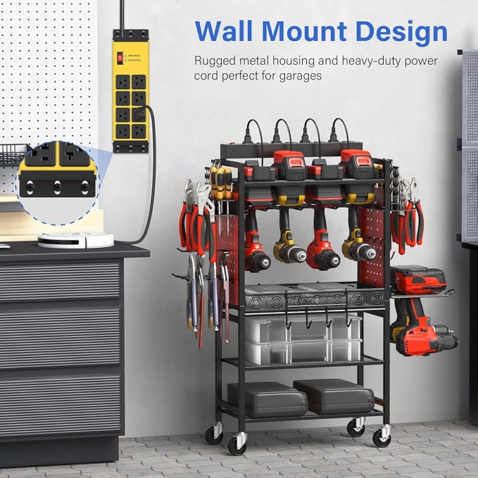 CCCEI 2PCS Heavy Duty Power Strip Surge Protector 20 AMP, 8 Outlets 12 Gauge Shop Garage Metal Multiple Outlets, 4 FT Extension Cord 5-15P Adapter High Amp 6-20R T-Slot 20a for Appliance Yellow.-DeskLoop Office