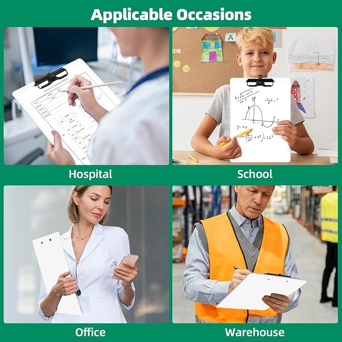 FRETONBA White Clipboard with Pen Holder, 2 Pack Plastic Clipboard with Low - Image 5