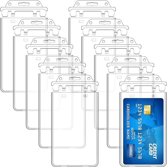 Tinlade 200 Pack Permanent Locking Hard Plastic Badge Holder Vertical Clear ID by Tinlade