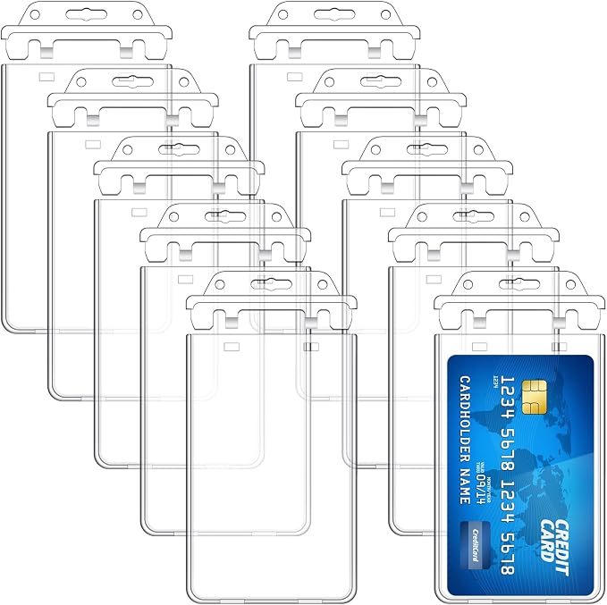 Tinlade 30 Pack Permanent Locking Hard Plastic Badge Holder Vertical Clear ID by Tinlade