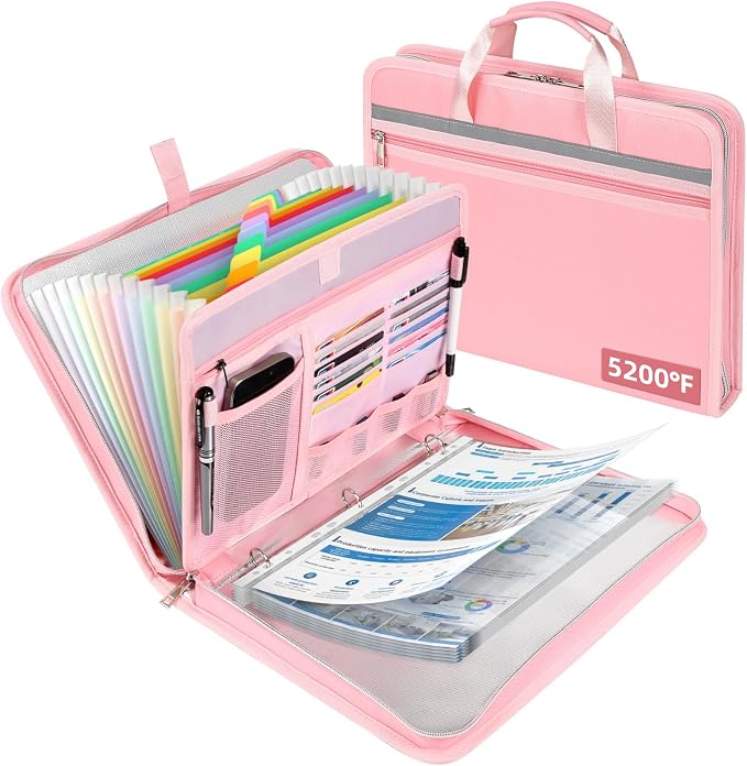 Fireproof Document Bag with Accordion File Organizer | Upgraded 5200°F Aluminum by Uwyriwooq