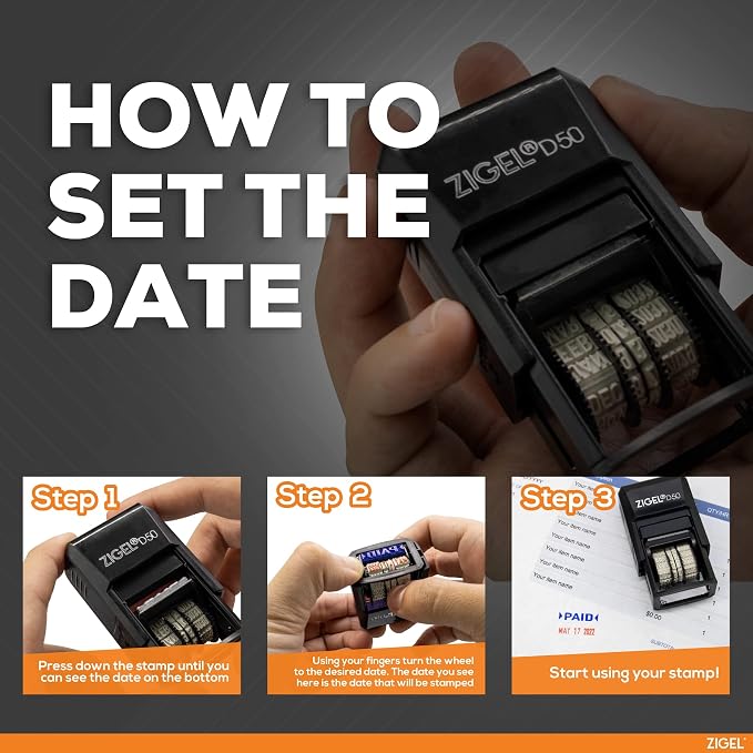 ZIGEL D50 Date Stamp with Your Custom Text - Image 6