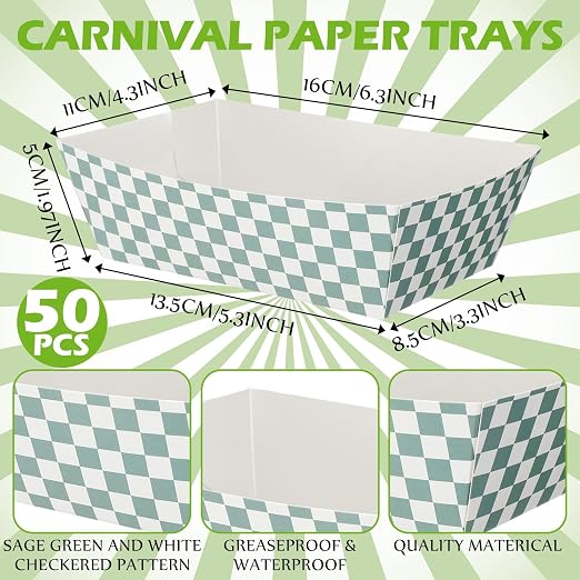 Geosar 100 Pcs Gingham Party Supplies Disposable Paper Food Trays Bulk - Image 2