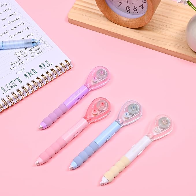 Temiary 4 Pcs White Correction Tape Pen, 19.69 ft Smooth Pull Out Tape Pens - Image 6