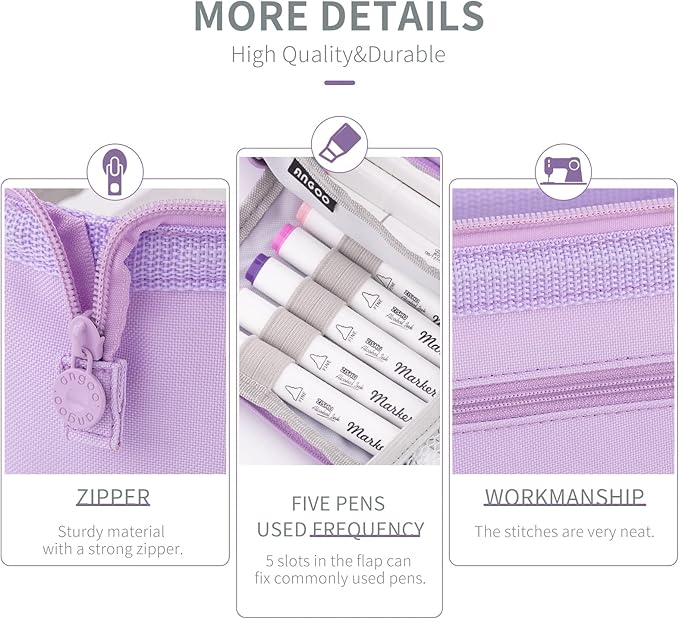 HVOMO Pencil Case Large Capacity Pencil Pouch Handheld Pen Bag Cosmetic Gift for Office School Teen Girl Boy Men Women Adult (Purple)-DeskLoop Office