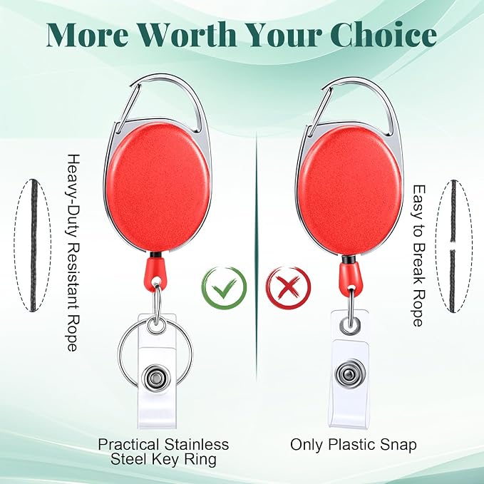 Honoson 20 Pcs Heavy Duty Retractable Badge Reels Batch ID Badge Holder - Image 5