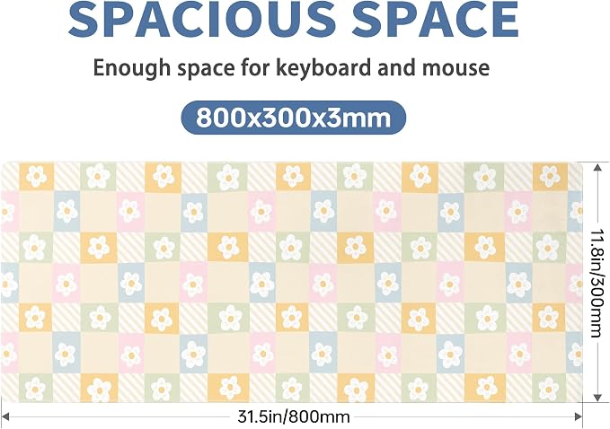 Cute Checkered Mouse Pad Large Desk Mat Extended Keyboard XL Mouse Pad Kawaii - Image 2