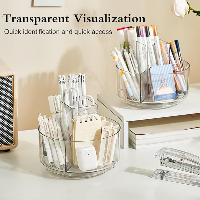 JIKIOU Acrylic Pen Holder, 360-Degree Rotating Pen Holder - Image 7