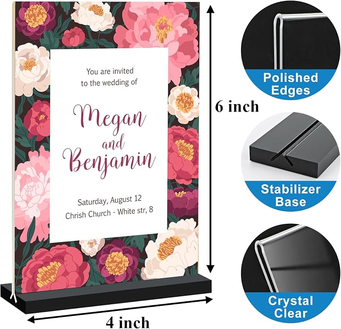 Acrylic Sign Holder 4x6, 12 Pack Clear Double Sided Menu Vertical Display Stand - Image 3