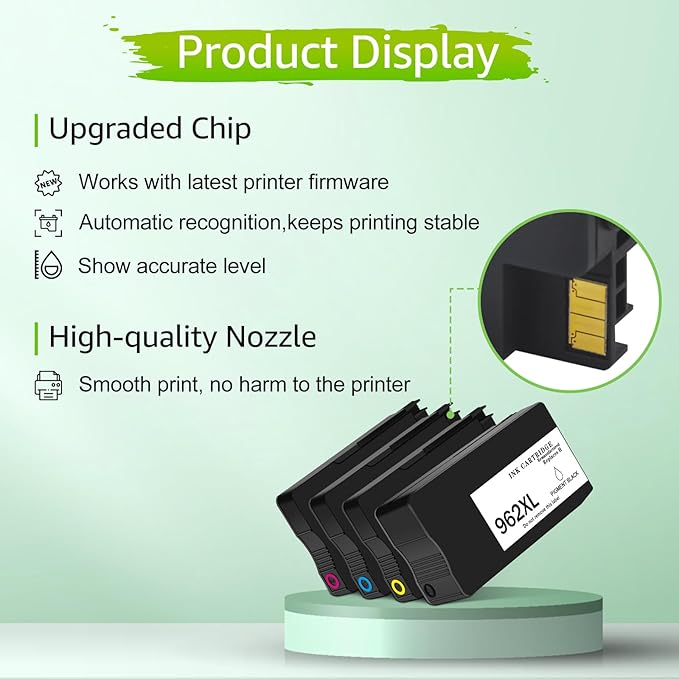Upgraded 962XL Ink Cartridges Combo Pack Replacement for HP 962XL 962 XL High Yield Black & Color Ink Cartridge Set Work for HP OfficeJet Pro 9010, 9020 Series Printer (1BK/1C/1M/1Y, 4 Pack)-DeskLoop Office