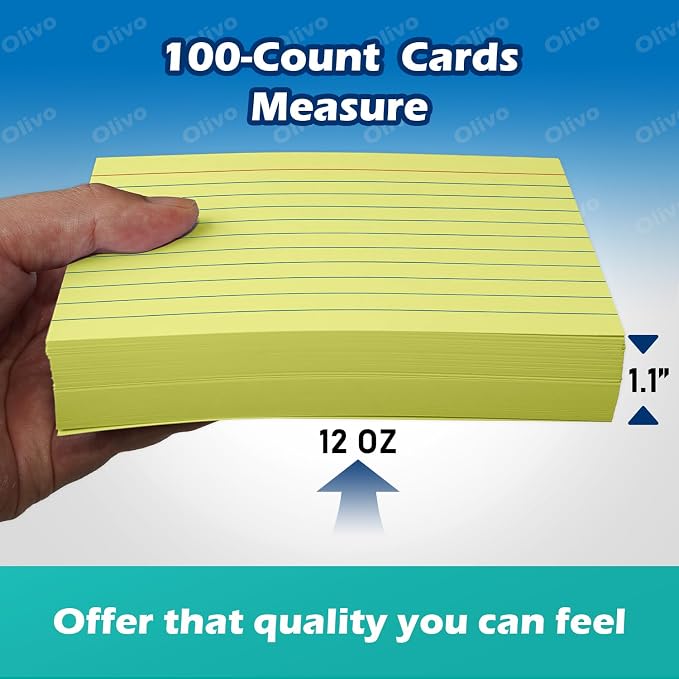 Yellow Index Cards 4x6 Lined Ruled Flash Note Cards 100 Count, 220 GSM Heavy - Image 4