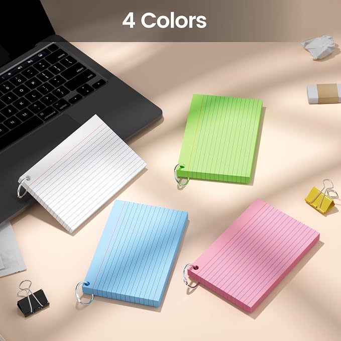 160-Pack Colored Index Cards 4x6 Inch w/Key Ring – 180gsm Heavyweight - Image 7