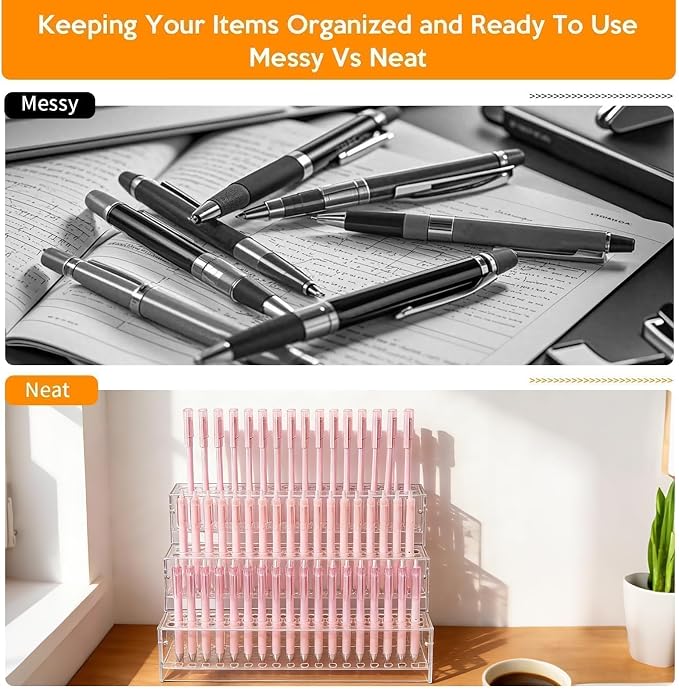 2pcs 144-Slots Pen Holder for Craft Shows, 3-Tier Acrylic Pen Display Stand - Image 4