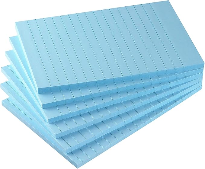 Early Buy 6 Pads Lined Sticky Notes with Lines 4x6 Self-Stick Notes Bright Color Sticky Notes, 45 Sheets/Pad (Light Blue)-DeskLoop Office