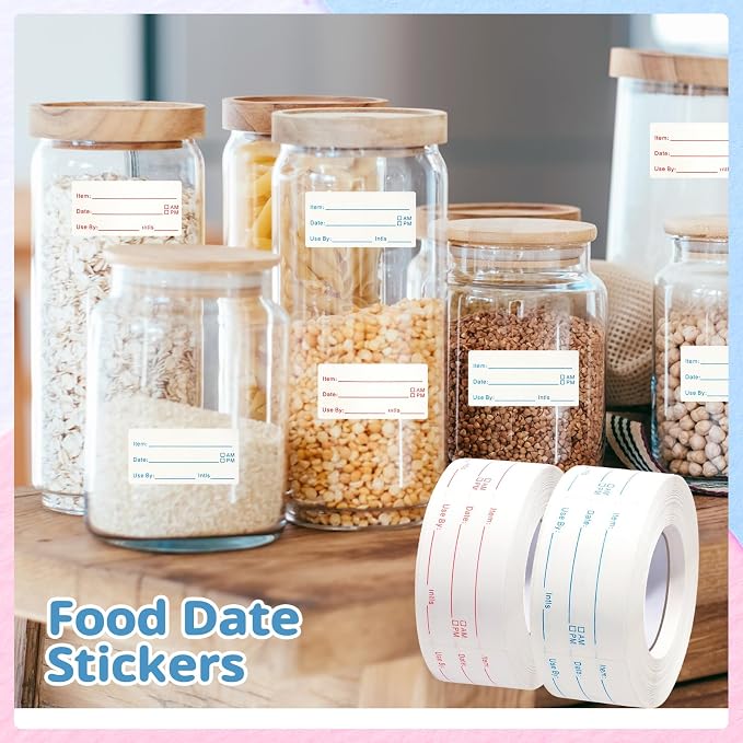 8 Rolls 4000 Pieces Removable Food Labels | 1 x 2 Inch Date Stickers - Image 7