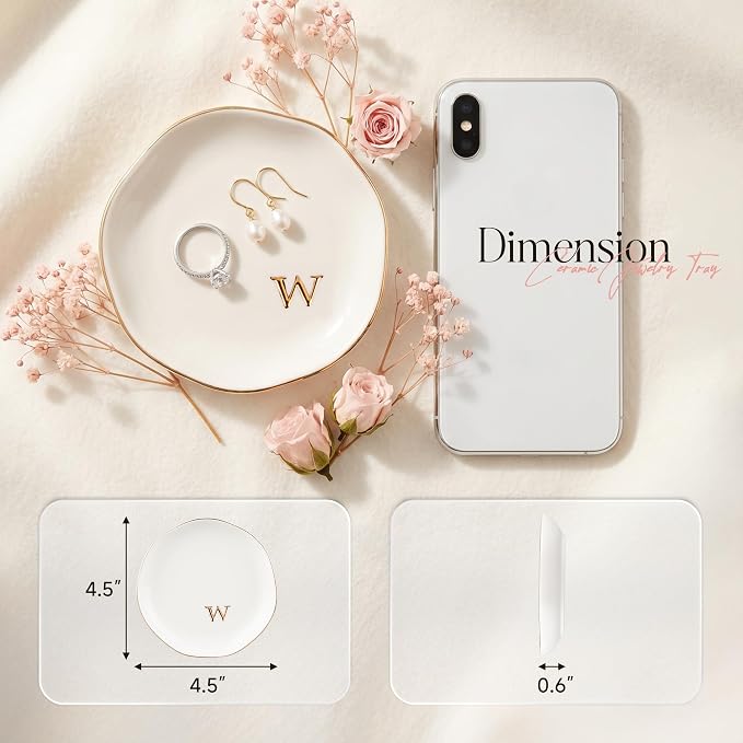 Ceramic Jewelry Tray, Personalized Initial Jewelry Dish - Image 2