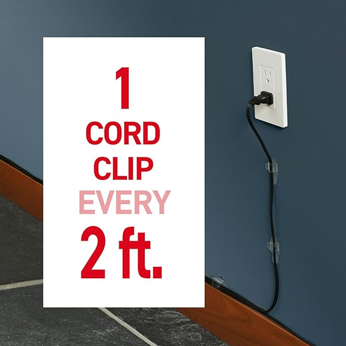 Command Round Cord Clips, Damage-Free Hanging Cable Clips, No Tools Wall Clips - Image 4