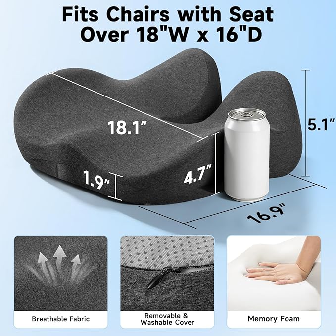 Seat Cushion for Office Chairs – Large U-Shaped Memory Foam Desk Chair Cushions - Image 7