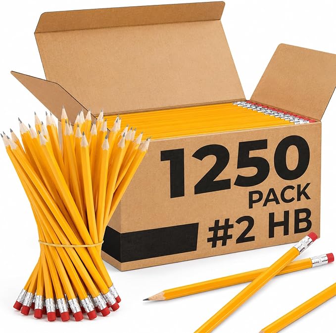 Rosmonde Pencils Bulk, 1250 Pack, Pre Sharpened #2 HB, Back to School Supplies by Rosmonde