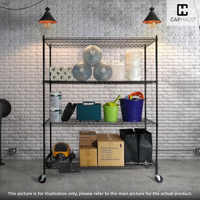 CAPHAUS NSF Commercial Grade Wire Shelving w/Wheels, Leveling Feet & Liners - Image 9