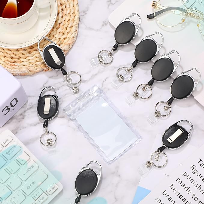 Laumoi 80 Pcs Retractable ID Badge Holder Name ID Badge Reel Clips Keychain Bulk - Image 6