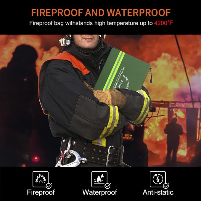 JUNDUN Fireproof Document Bag, 14.2”x 10.0”Waterproof and Fireproof Money Bag - Image 2