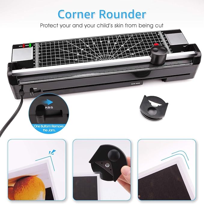 Laminator Machine for A3/A4/A6, YE381 13inch Thermal & Cold Laminating Machine for Home Office School Teacher Use with 50 Pouches, Paper Trimmer and Corner Rounder-DeskLoop Office