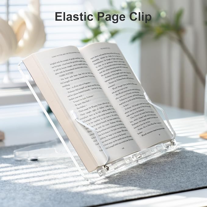 Acrylic Book Stand for Reading, Portable Book Holder for Desk, Angle Adjustable - Image 4