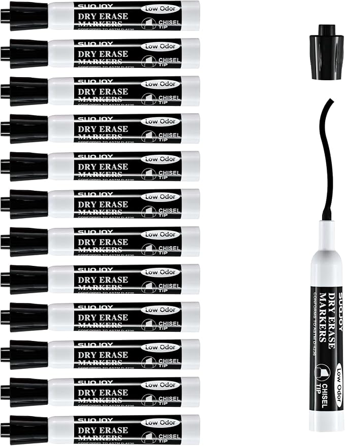 SUQJOY Dry Erase Markers, Chisel Tip Whiteboard Marker, Low Odor Thick Dry - Image 4