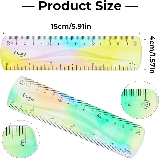 Grevosea 2 Pieces Flexible Rulers 6inch Plastic Ruler - Image 2