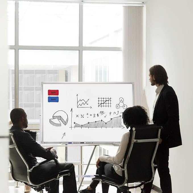 H-Qprobd Mobile Whiteboard 36"x24" Magnetic Dry Erase Board with Stand - Adjustable Height Double Side Rolling White Boards on Wheels for Home, Office & School-DeskLoop Office