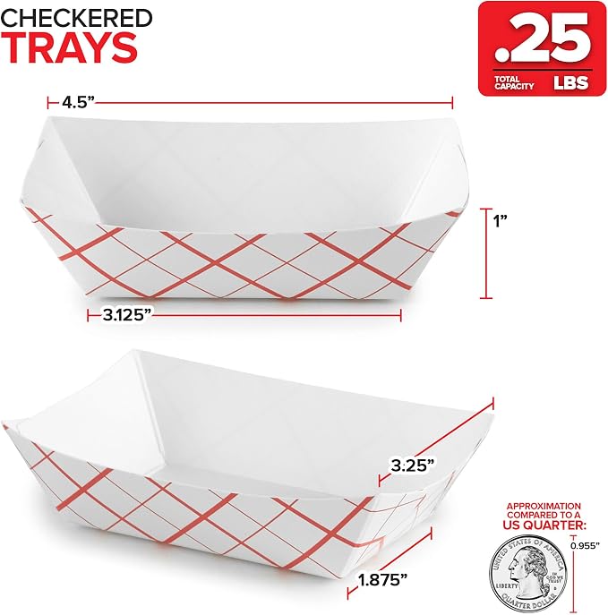 Mini Tiny Paper Food Boats .25 Lb Disposable Red & White Checkered Paper Food - Image 3