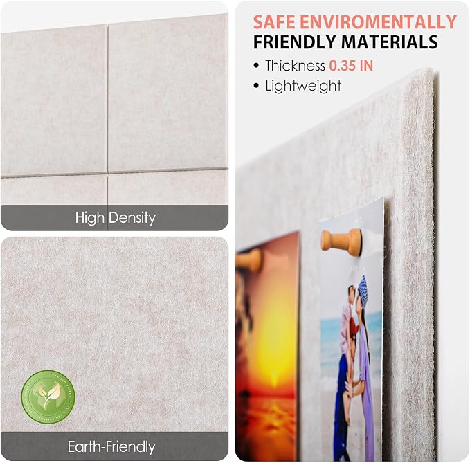 MaxGear Felt Bulletin Board 48" x 36", Light Tan Felt Wall Tiles Wall Decor | - Image 2