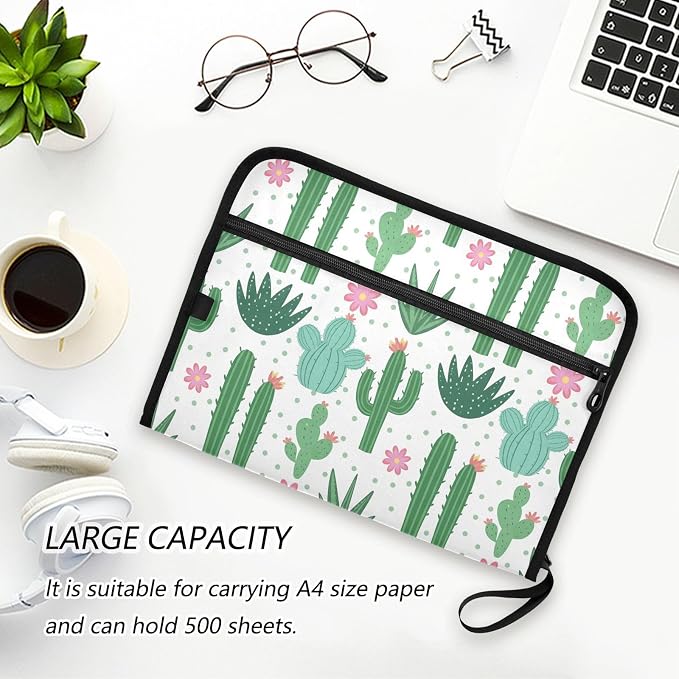 Expanding File Folder Cactus Pattern Accordion File Organizer 13 Pockets - Image 5
