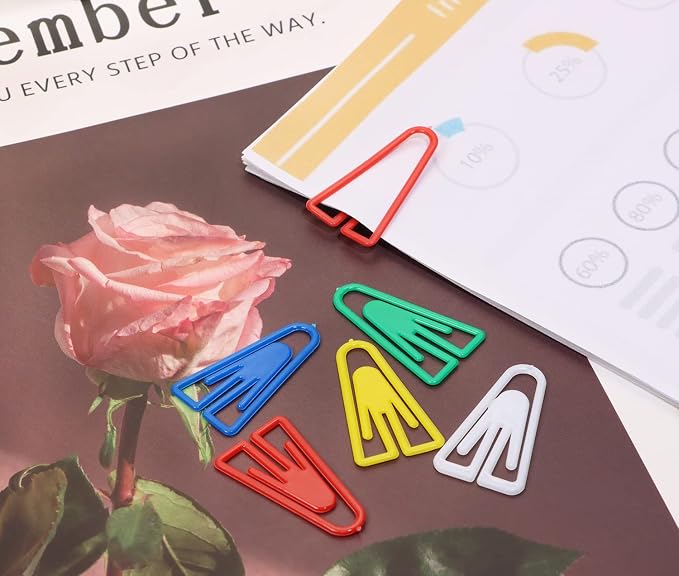 Tupalizy 50PCS Plastic Paper Clips Bookmarks Smooth Colored Paperclip Clamp - Image 4