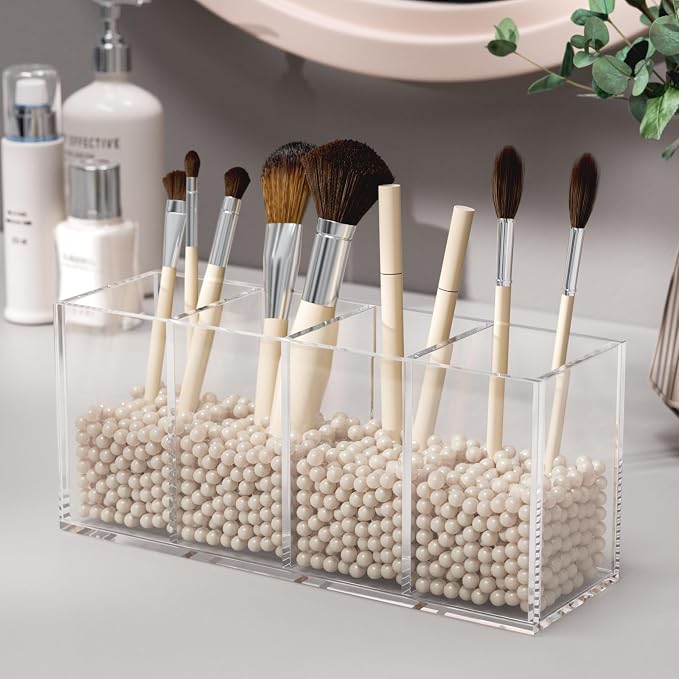 NIUBEE Acrylic Pen Holder 4 Compartments - Image 4